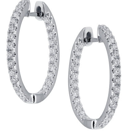 18ct White Gold Diamond Earrings Diamond Hoop Earrings