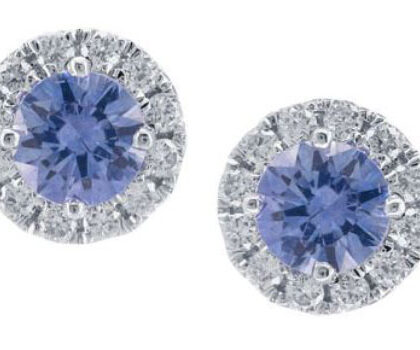 Ceylonese Sapphire and Diamond Earrings Coloured Gemstone Earrings