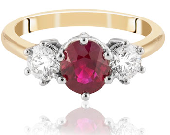 coloured gemstone ring with Burmese Ruby