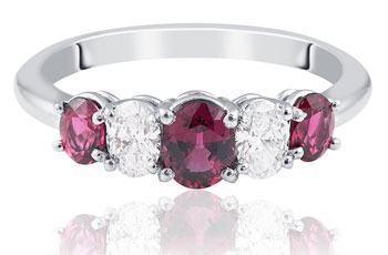 Rubys and Diamonds coloured gemstone ring, wedding ring