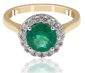 coloured gemstone ring, emerald and diamond ring
