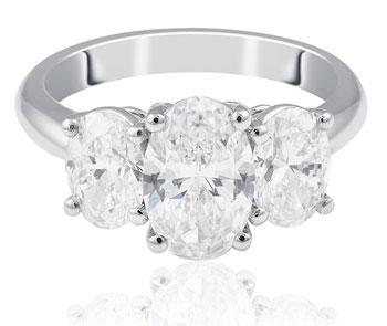 Oval Diamond engagement ring Oval cut diamond trilogy