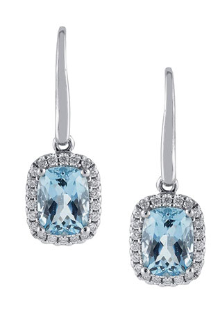 White gold aquamarine and diamond earrings