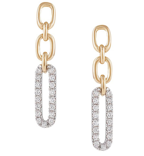 yellow and white gold diamond earrings drop earrings