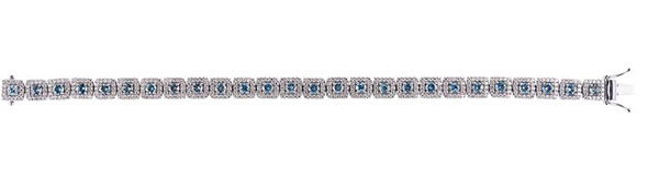 Princess Cut Aquamarine and diamond bracelet Coloured gemstone bracelet