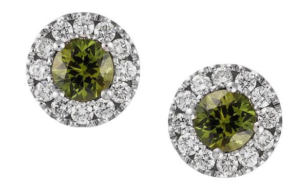 Green Sapphire & Diamond Earrings - Stones Diamonds