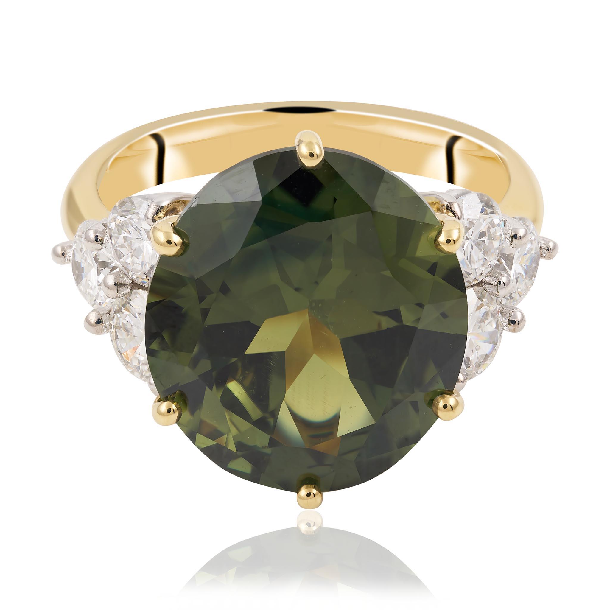Dark Green Sapphire Ring with Diamonds | Olivia Ewing